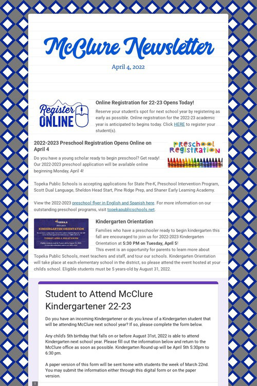 McClure Newsletter