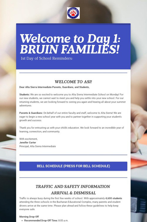 Welcome to Day 1: BRUIN FAMILIES!