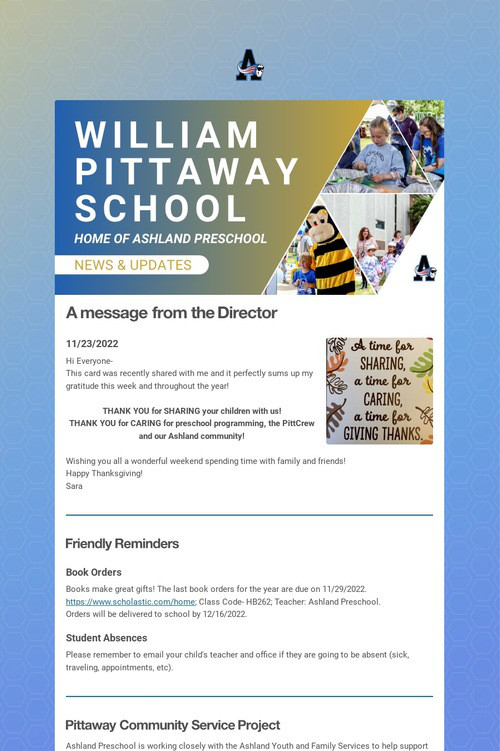 Ashland Preschool Weekly Update