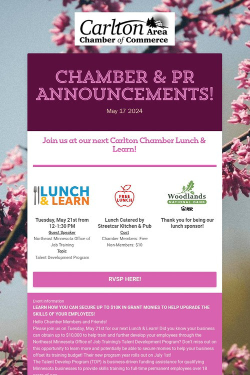Chamber & PR Announcements!