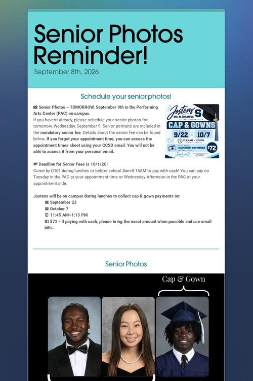 Senior Photos Reminder!