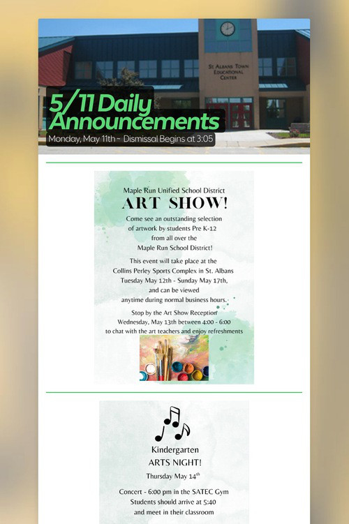 5/11 Daily Announcements