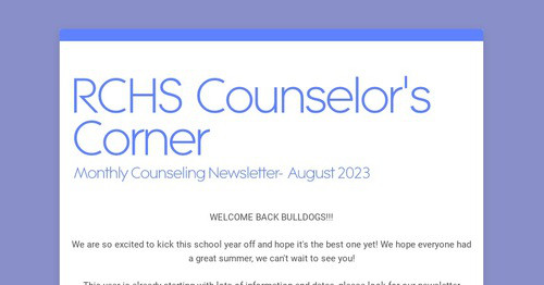 RCHS Counselor's Corner