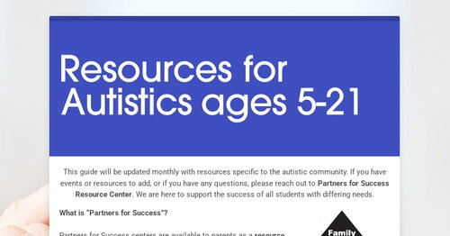 Resources for Autistics ages 5-21