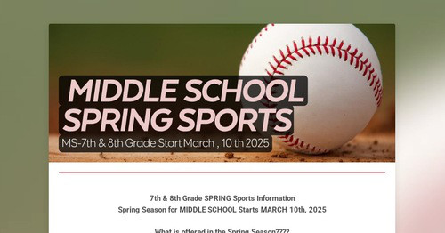 MIDDLE SCHOOL SPRING SPORTS