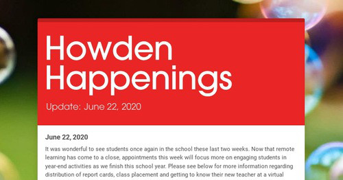 Howden Happenings | Smore Newsletters for Education