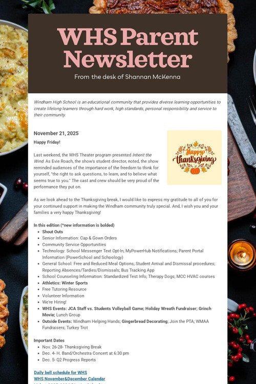 WHS Parent Newsletter