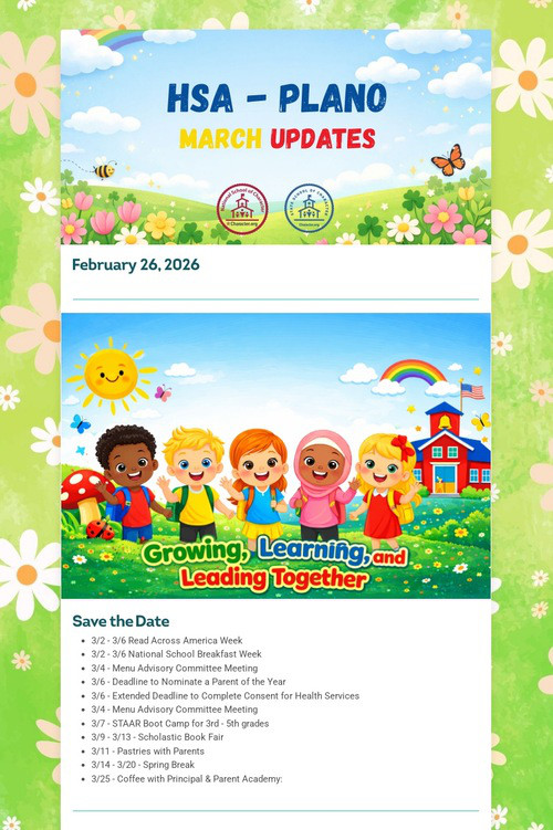 HSA - Plano Weekly Updates