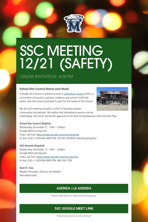 SSC MEETING 12/21 (SAFETY)