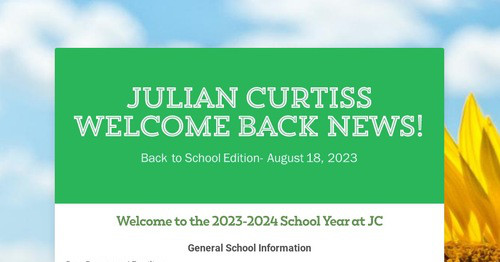 Julian Curtiss Welcome Back News!