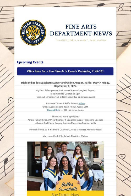09/06/24 Fine Arts Department News