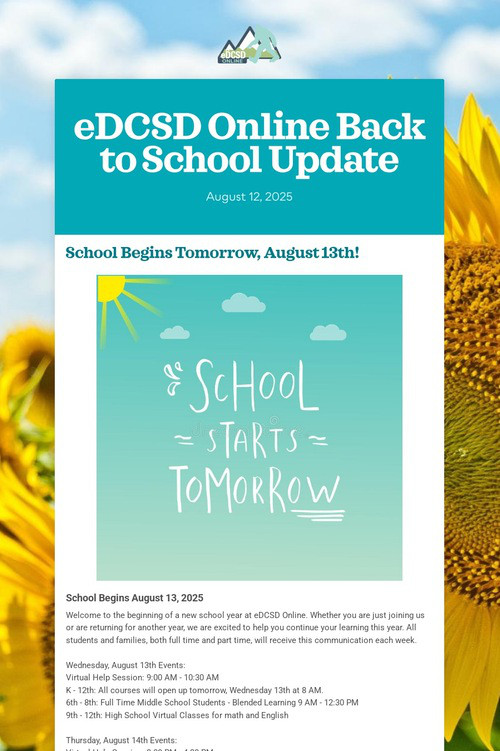eDCSD Online Back to School Update