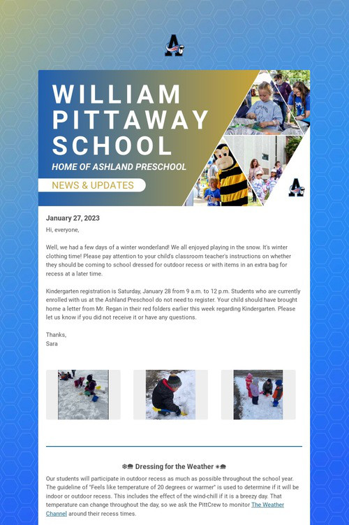 Ashland Preschool Weekly Update