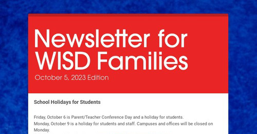 Newsletter for WISD Families