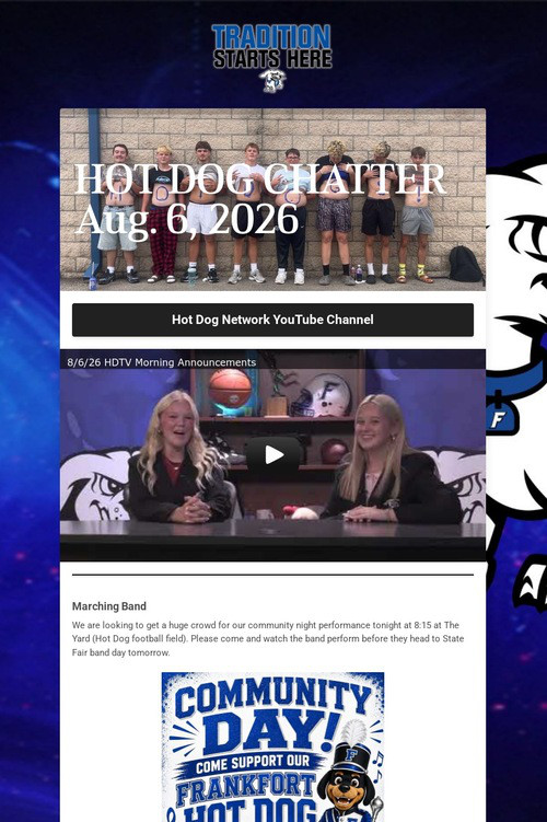 HOT DOG CHATTER Aug. 6, 2026