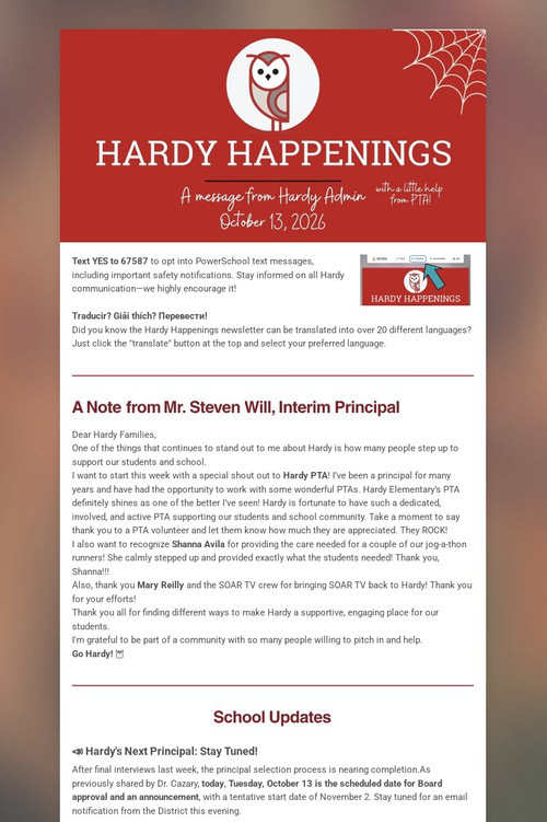 Hardy Happenings 10.13.26