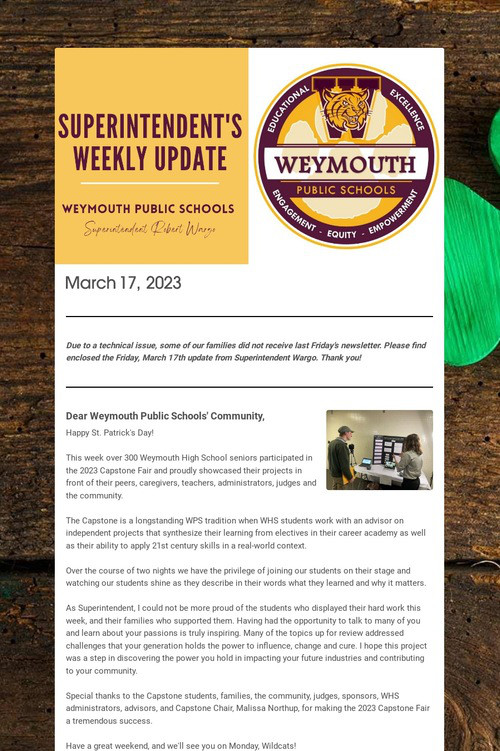 Superintendent's Weekly Update