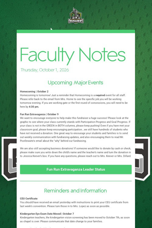 Faculty Notes 10/1