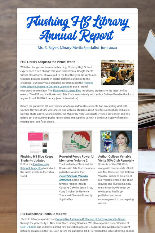 Flushing HS Library Annual Report