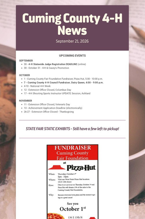 Cuming County 4-H News