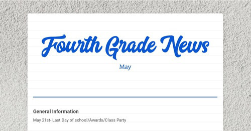 Fourth Grade News!!!