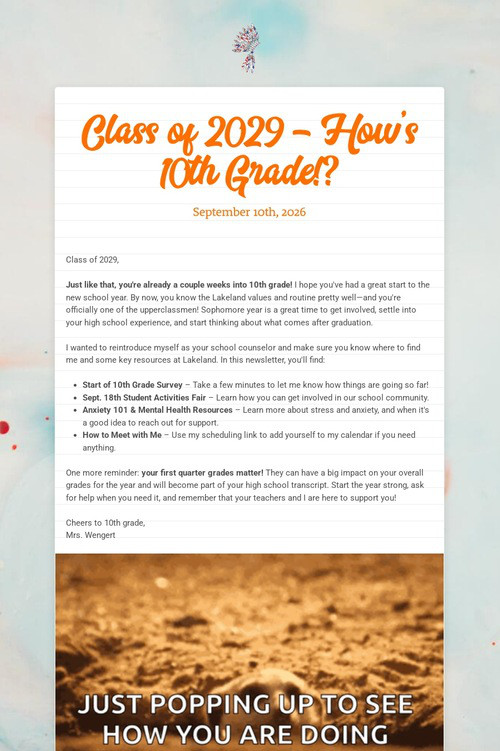 Class of 2029 - How's 10th Grade!?