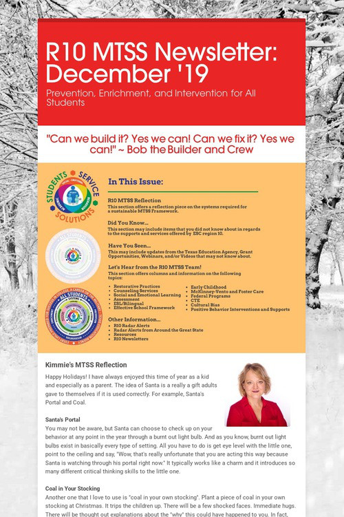 R10 MTSS Newsletter: December '19