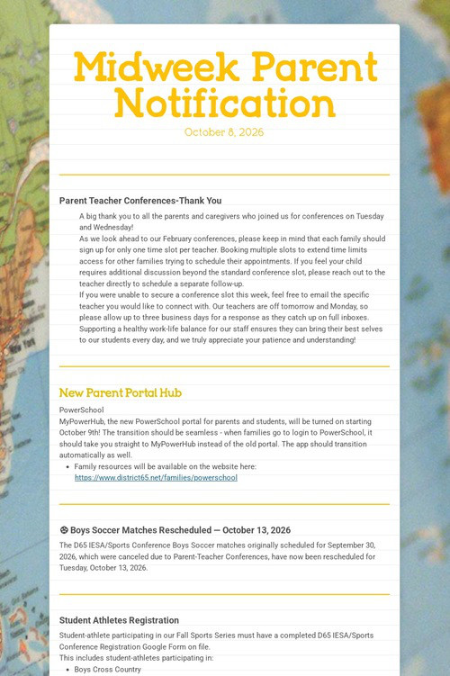Midweek Parent Notification