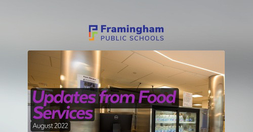 Updates from Food Services