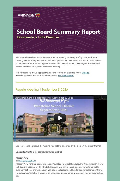 School Board Meeting Summary