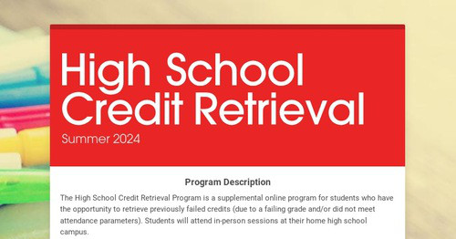 High School Credit Retrieval