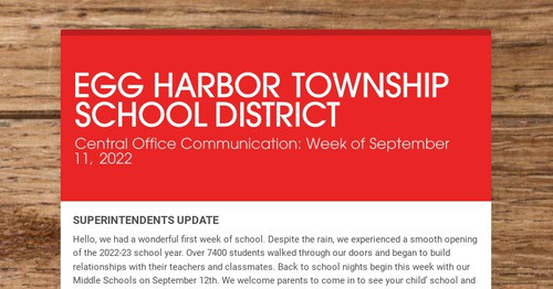 EGG HARBOR TOWNSHIP SCHOOL DISTRICT Smore Newsletters