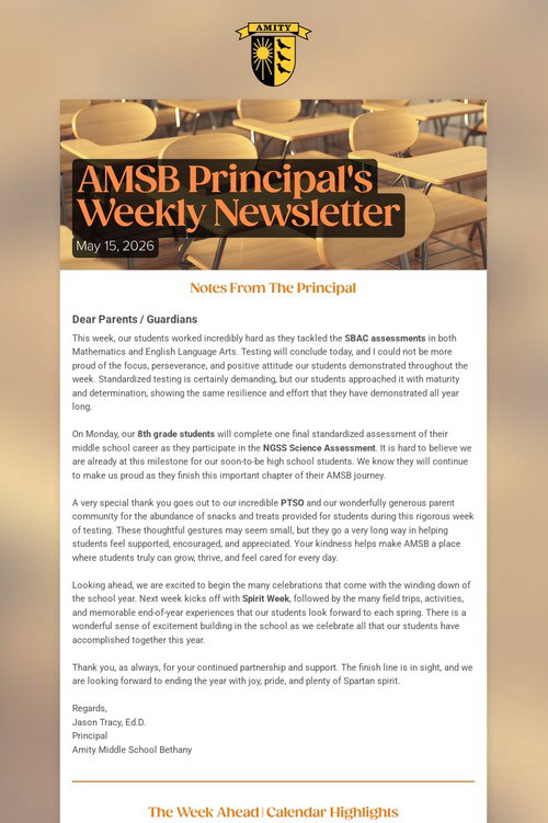 AMSB Principal's Weekly Newsletter