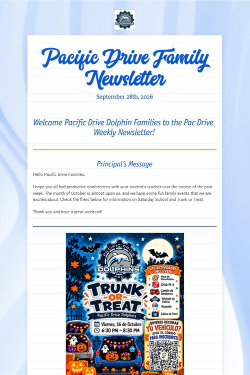 Pacific Drive Family Newsletter