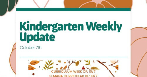 Kindergarten Weekly Update