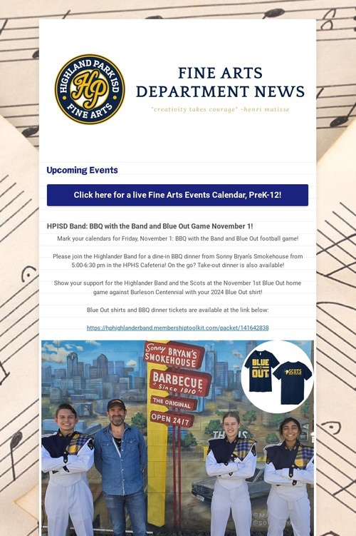 10/18/24 Fine Arts Department News