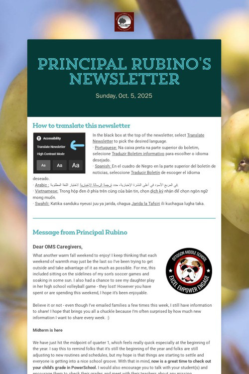 Principal Rubino's Newsletter