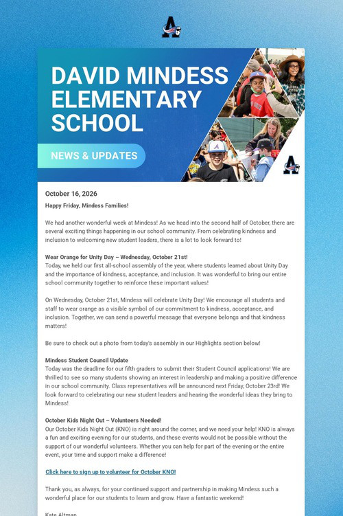 Mindess School Weekly Update