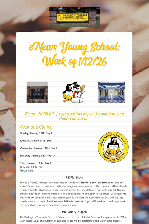 eNews Young School: Week of 1/12/26
