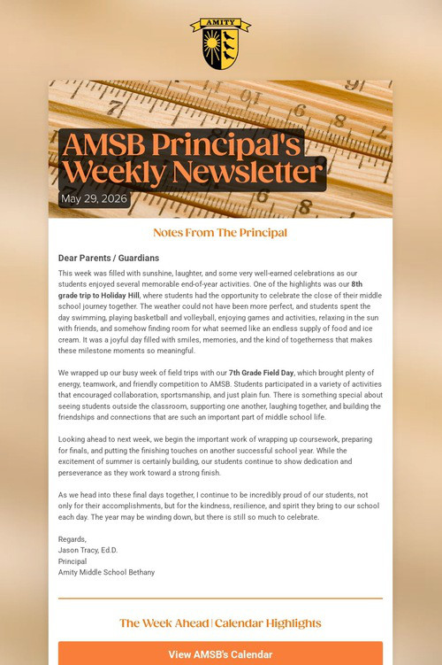AMSB Principal's Weekly Newsletter