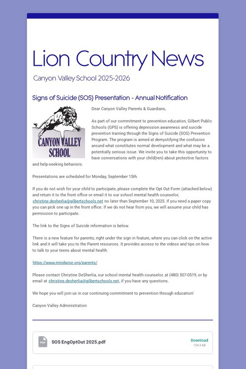 Lion Country News