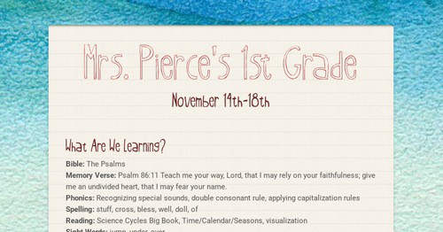 Mrs. Pierce's 1st Grade