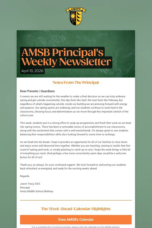 AMSB Principal's Weekly Newsletter