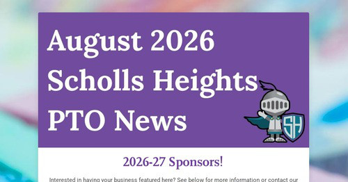 August Scholls Heights PTO News