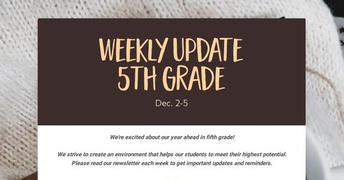 Weekly Update 5th Grade