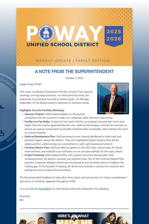 Superintendent's Weekly Update