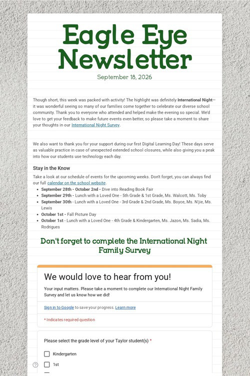 Eagle Eye Newsletter