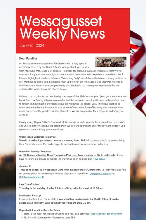 Wessagusset Weekly News