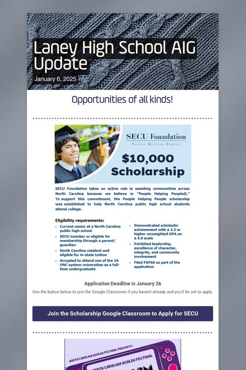 Laney High School AIG Update