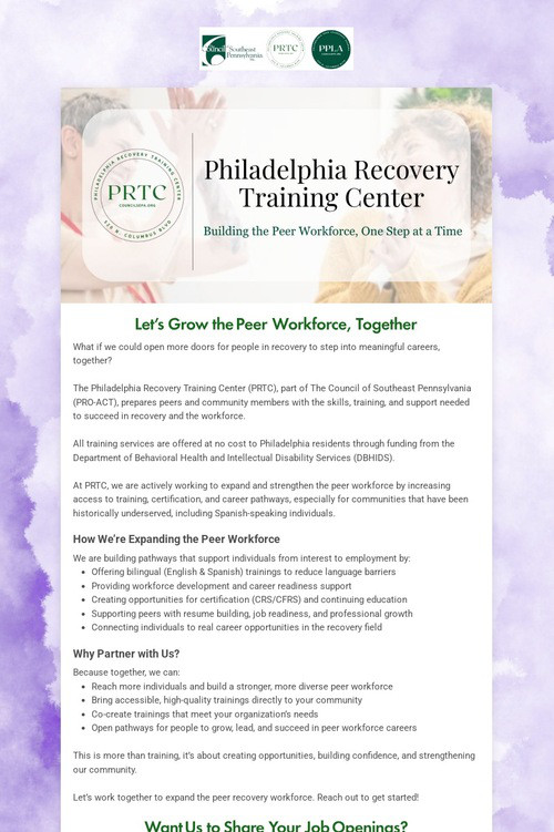 Upcoming Trainings at PRTC